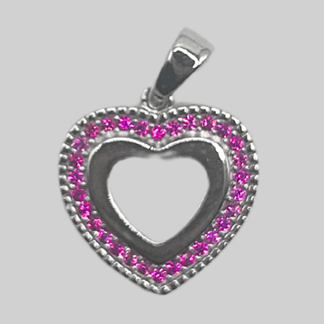 Zilveren roze stenen hart hanger - 925 zilver -