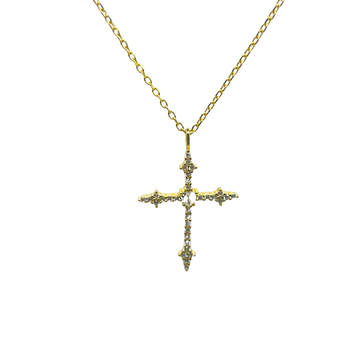 GOLDPATED ICED OUT KRUIS KETTING M - 925 ZILVER -