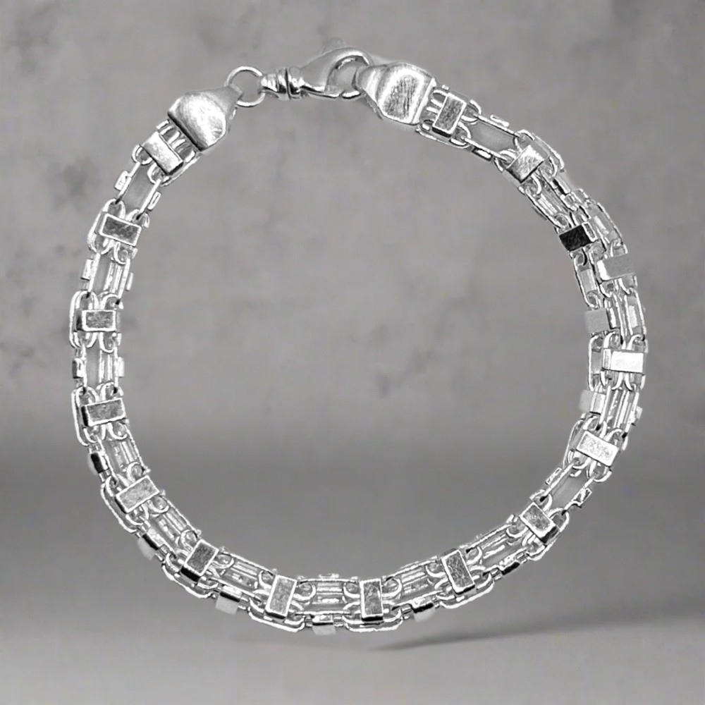 ZILVEREN 6 MM MASSIEVE BLOK ARMBAND - 925 ZILVER -