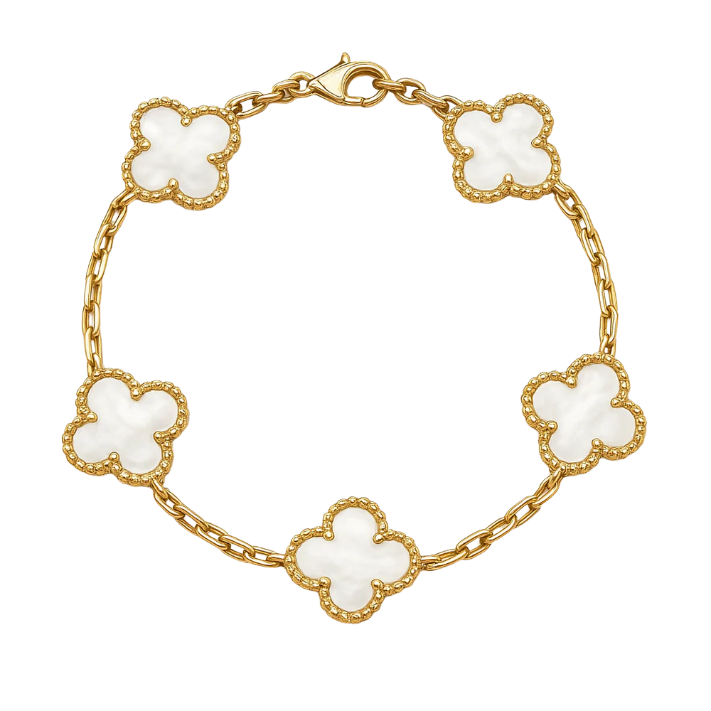 ZILVEREN 18KRT GOLDPATED KLAVER ARMBANDEN - 925 ZILVER -