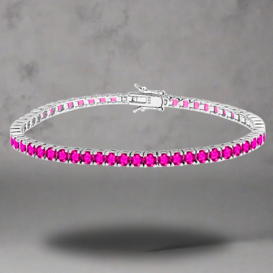 4 MM roze tennis armband - 925 zilver -