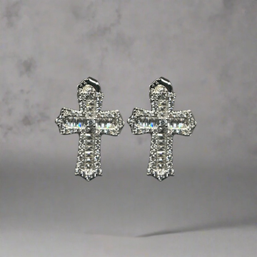 ICED OUT 'KRUIS' OORBELLEN - 925 ZILVER -