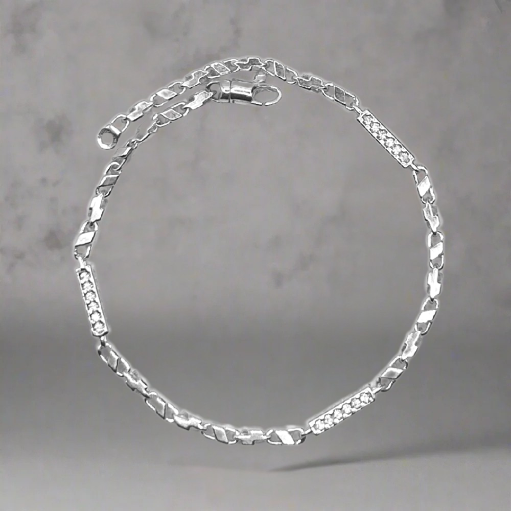 Zilveren link blokken armband - 925 zilver -