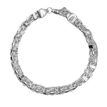 ZILVEREN 6 MM MASSIEVE BLOK ARMBAND - 925 ZILVER -