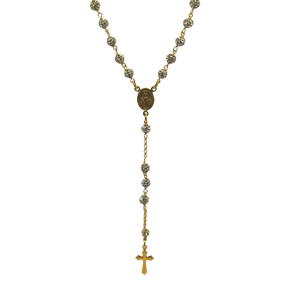 GOLDPATED ROZENKRUIS CHAIN - 925 ZILVER ICED OUT -