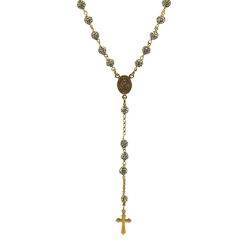 GOLDPATED ROZENKRUIS CHAIN - 925 ZILVER ICED OUT -