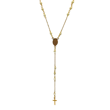 GOLDPATED ROZENKRUIS CHAIN - 925 ZILVER WITTE KRALEN -