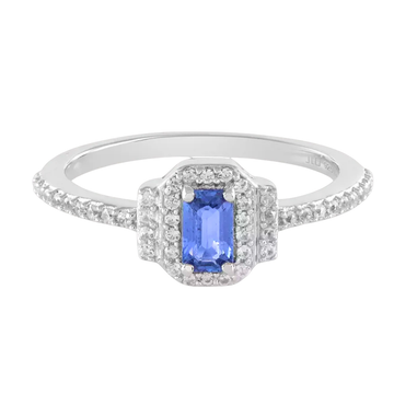 Blauwe steen zirkonia dames ring - 925 zilver -