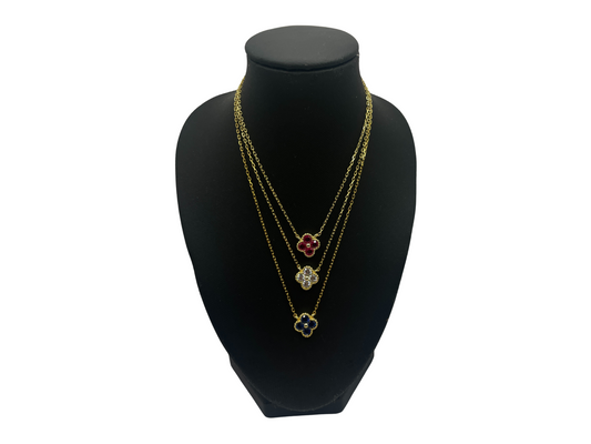 Collier trèfle argent doré