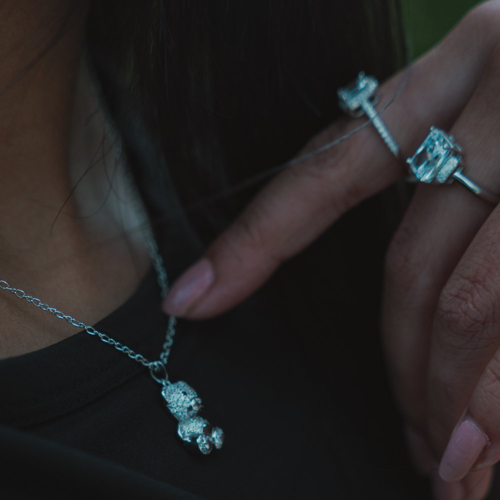 Zilveren beertje ketting - 925 zilver -