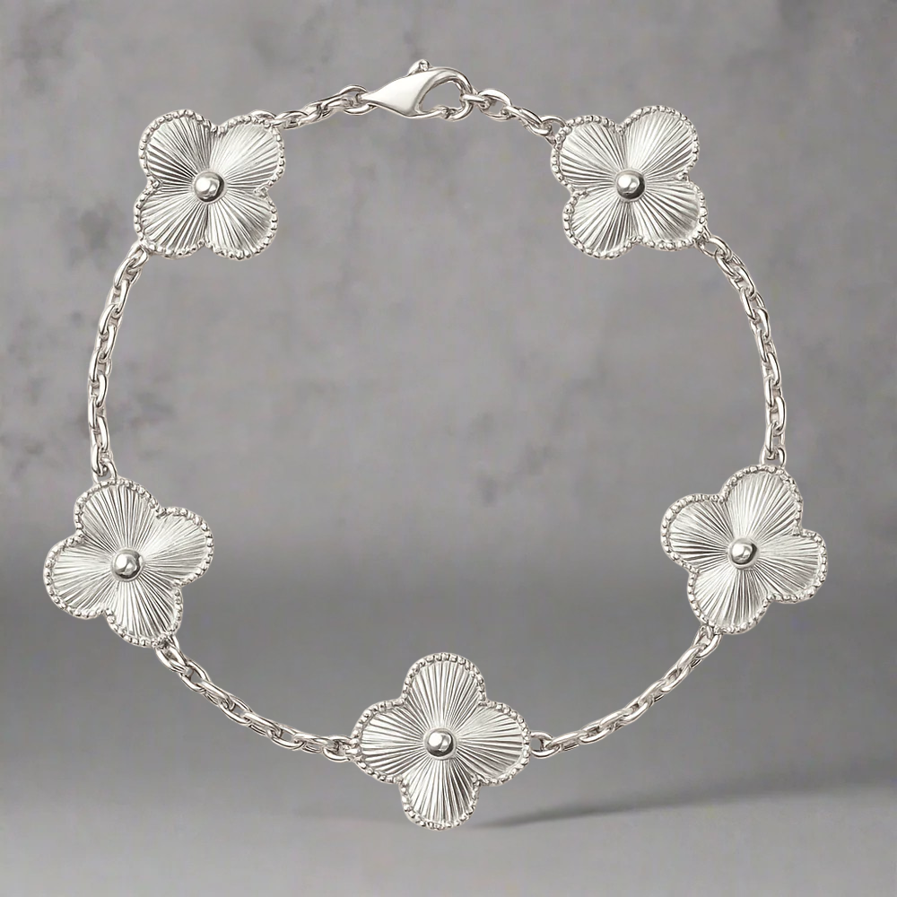 ZILVEREN 18KRT GOLDPATED KLAVER ARMBANDEN - 925 ZILVER -