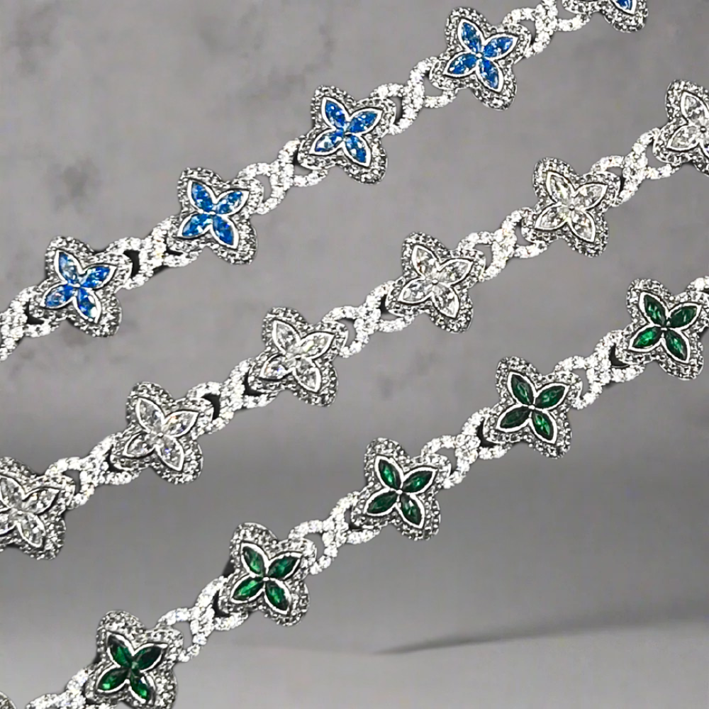 ICED OUT 'CLOVER BRACELET XII - 925 SILVER -