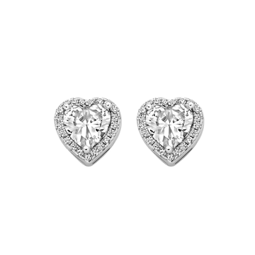 ZILVEREN 'HARTJES' MOISSANITE OORBELLEN - 925 ZILVER -