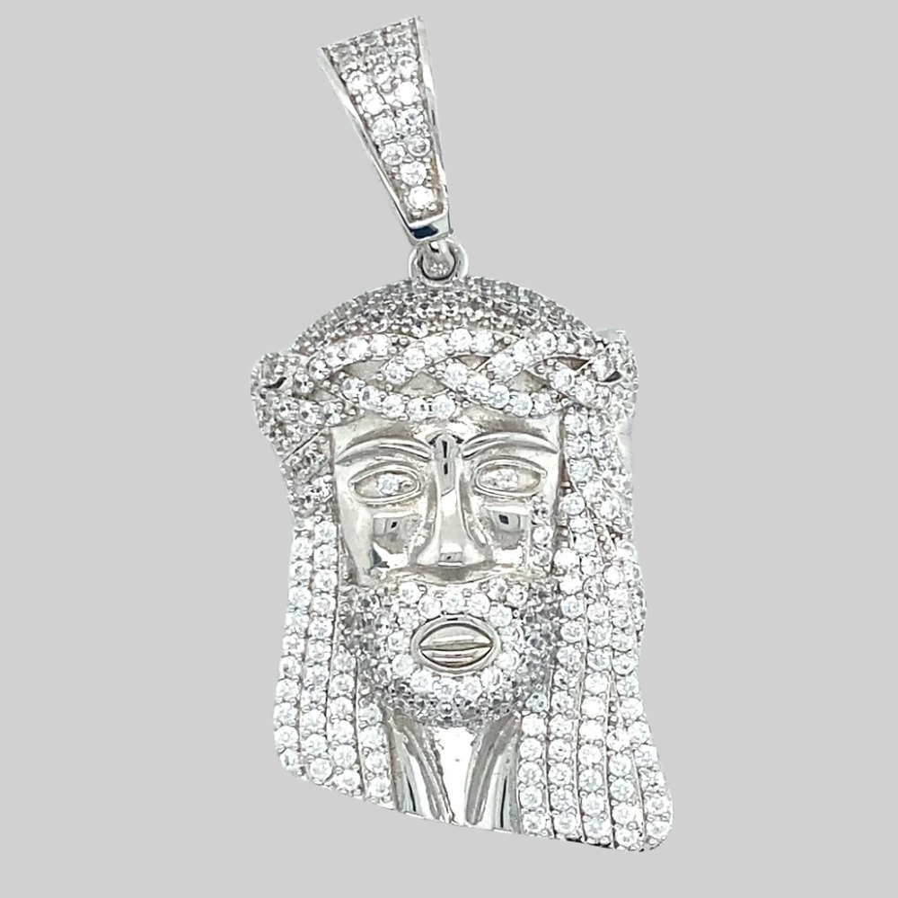 ZILVEREN ICED OUT JEZUS HANGER L - 925 ZILVER -