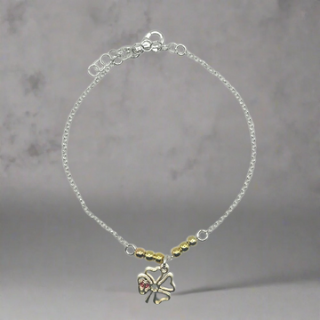 Klaver bedel armband - 925 zilver -