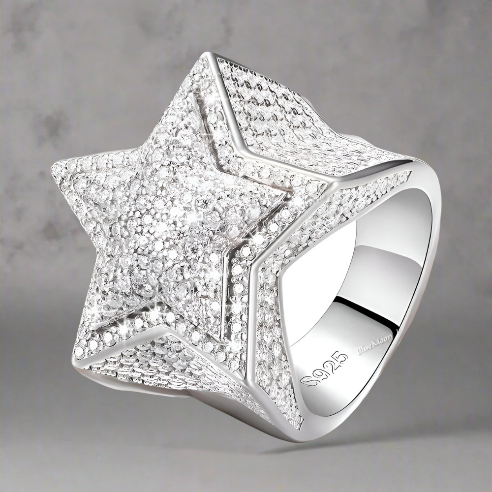 Silver star ring