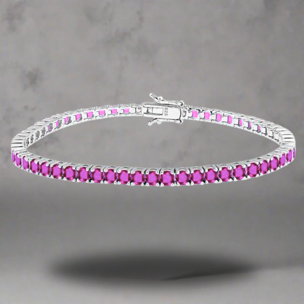 3 MM LICHTROZE TENNIS ARMBAND - 925 ZILVER -