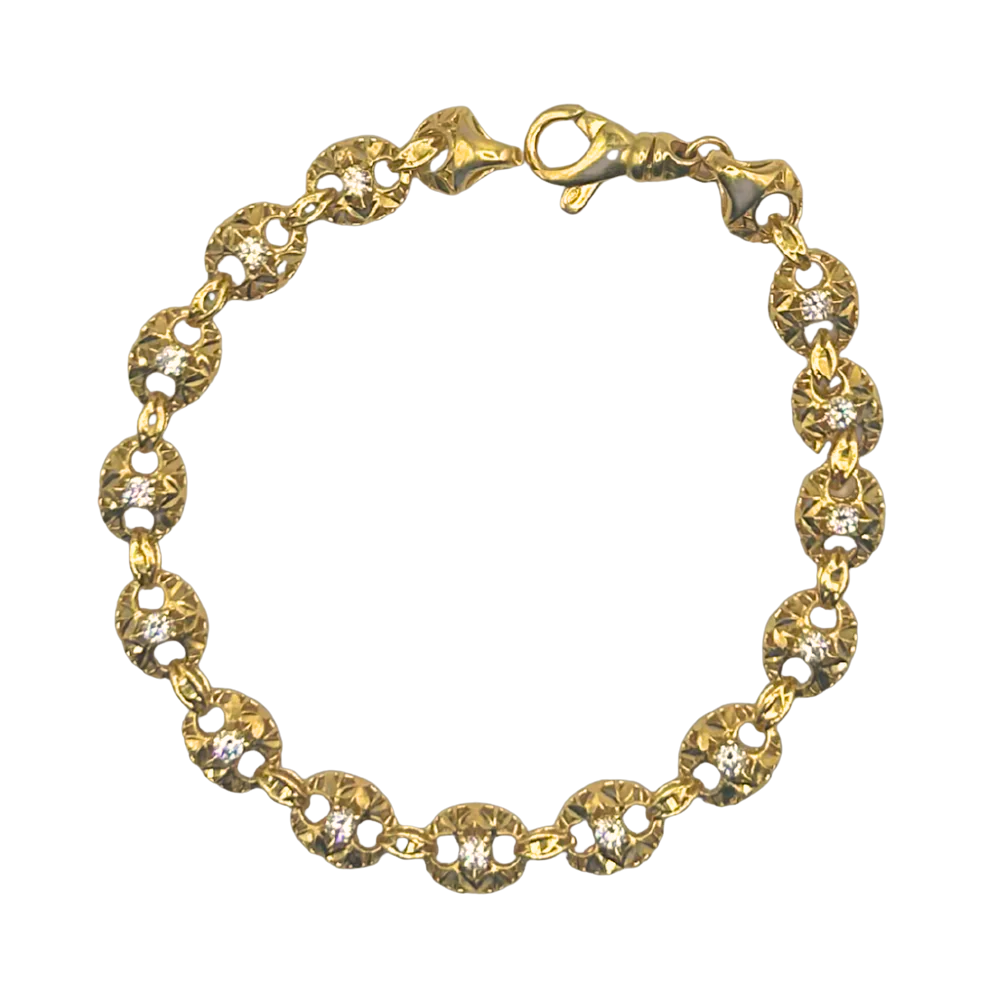 Zilveren gouden luxe XII iced out armband - 925 zilver -