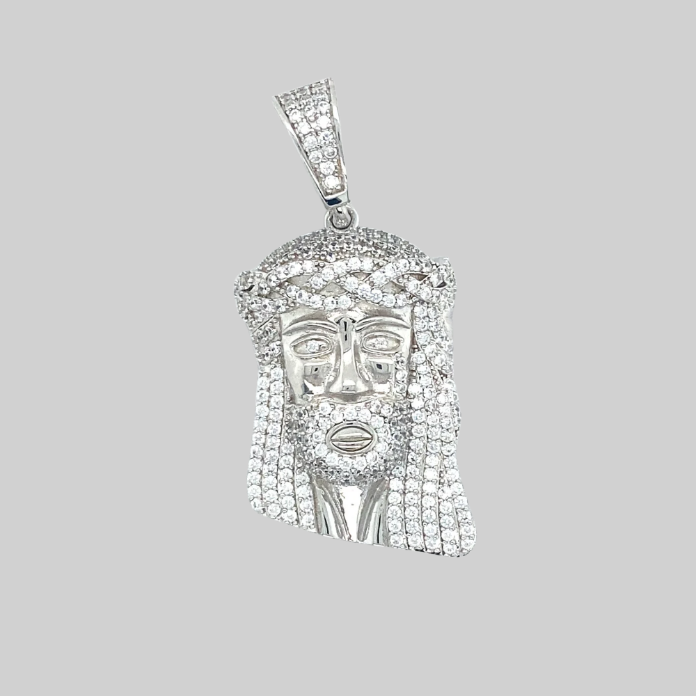 ZILVEREN ICED OUT JEZUS HANGER S - 925 ZILVER -