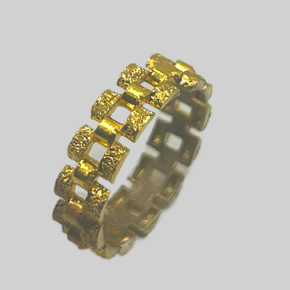 18krt goldplated schakelring + DIAMOND CUT - 925 zilver -