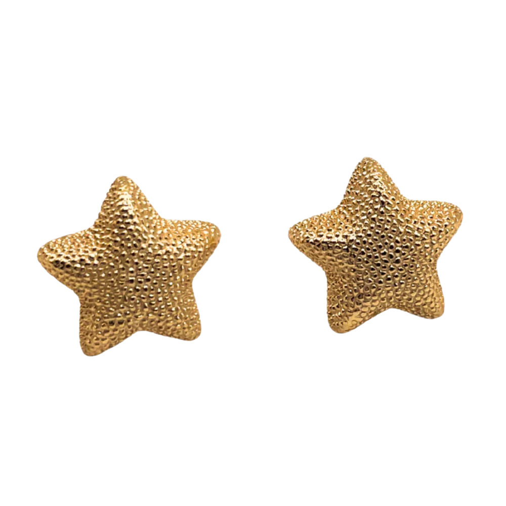 Zilveren gouden ster oorbellen - 925 zilver -