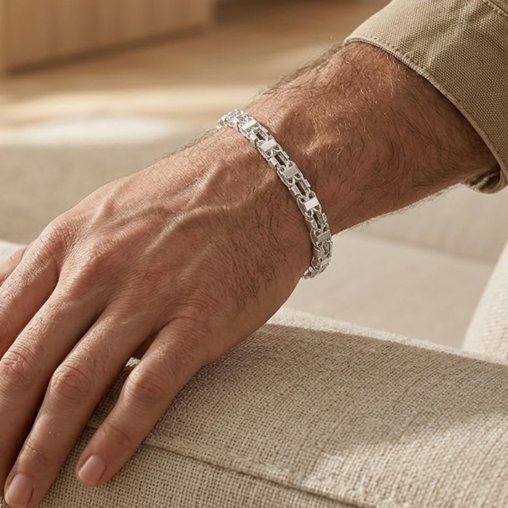 ZILVEREN 6 MM MASSIEVE BLOK ARMBAND - 925 ZILVER -