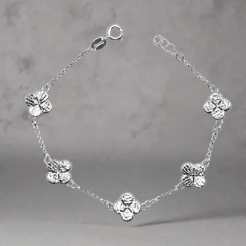 ZILVEREN 5 KLAVER ARMBAND - 925 ZILVER -
