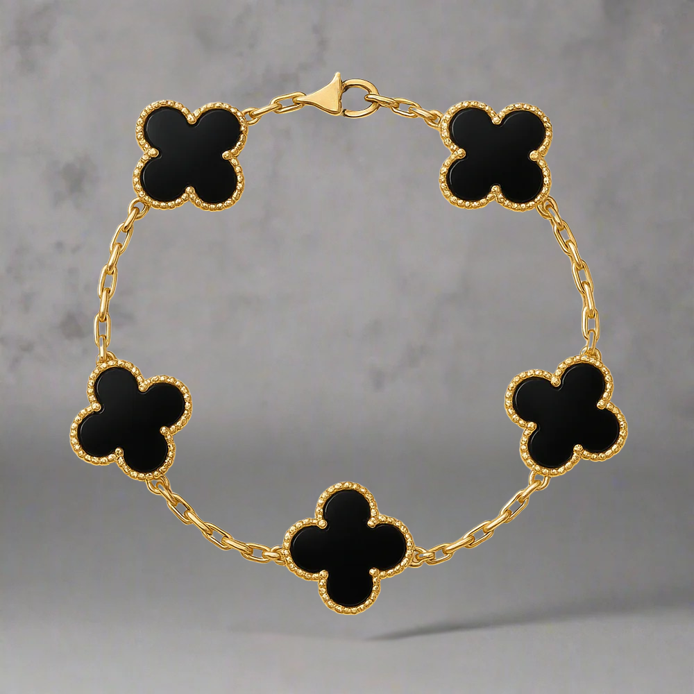ZILVEREN 18KRT GOLDPATED KLAVER ARMBANDEN - 925 ZILVER -