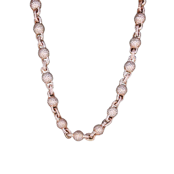 ICED OUT 'LINK' MOISSANTE DIAMANT ROSÉ CHAIN - 925 ZILVER -