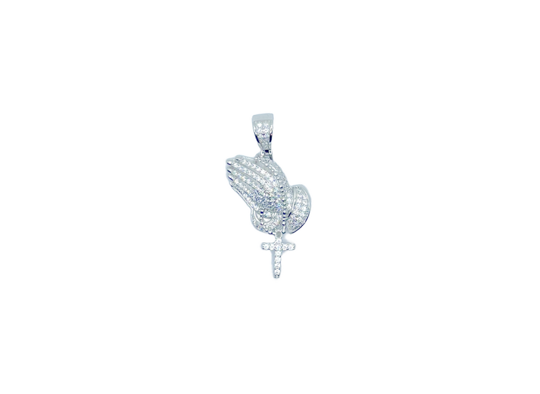 Zilveren biddende handen hanger - 925 zilver -