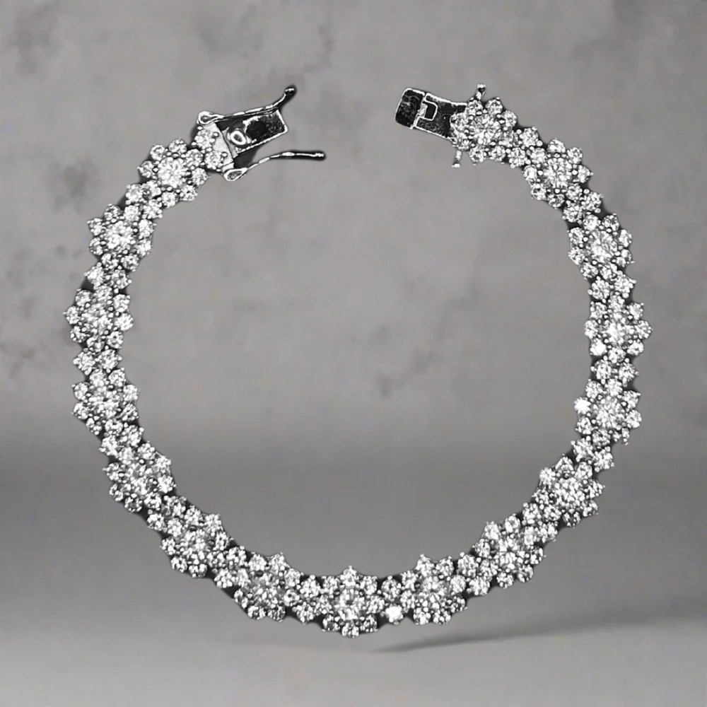 ICED OUT 'FLOWER' BRACELET - 925 SILVER -