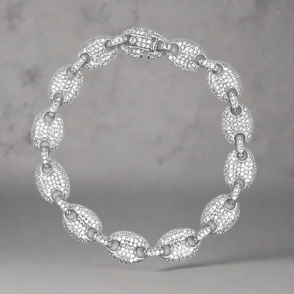ZILVEREN ICED OUT LINK ARMBAND - 925 ZILVER -