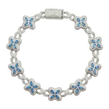 ICED OUT MOISSANITE BLAUW KLAVER ARMBAND - 925 ZILVER -