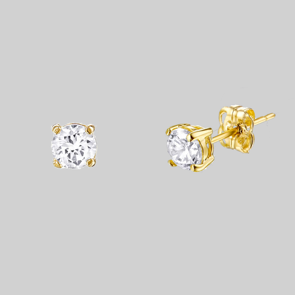 ZILVEREN GOLDPATED ZIRKONIA OORBELLEN - 925 ZILVER