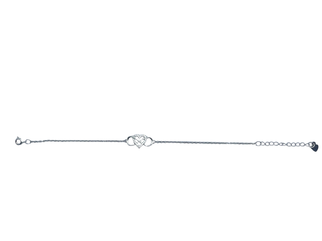 Zilveren hartjes X infinite armband - 925 zilver -