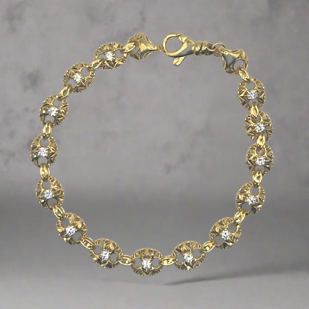 Silver gold luxury XII iced out bracelet 
