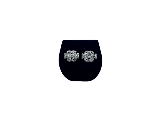 Silver carpet beater earrings