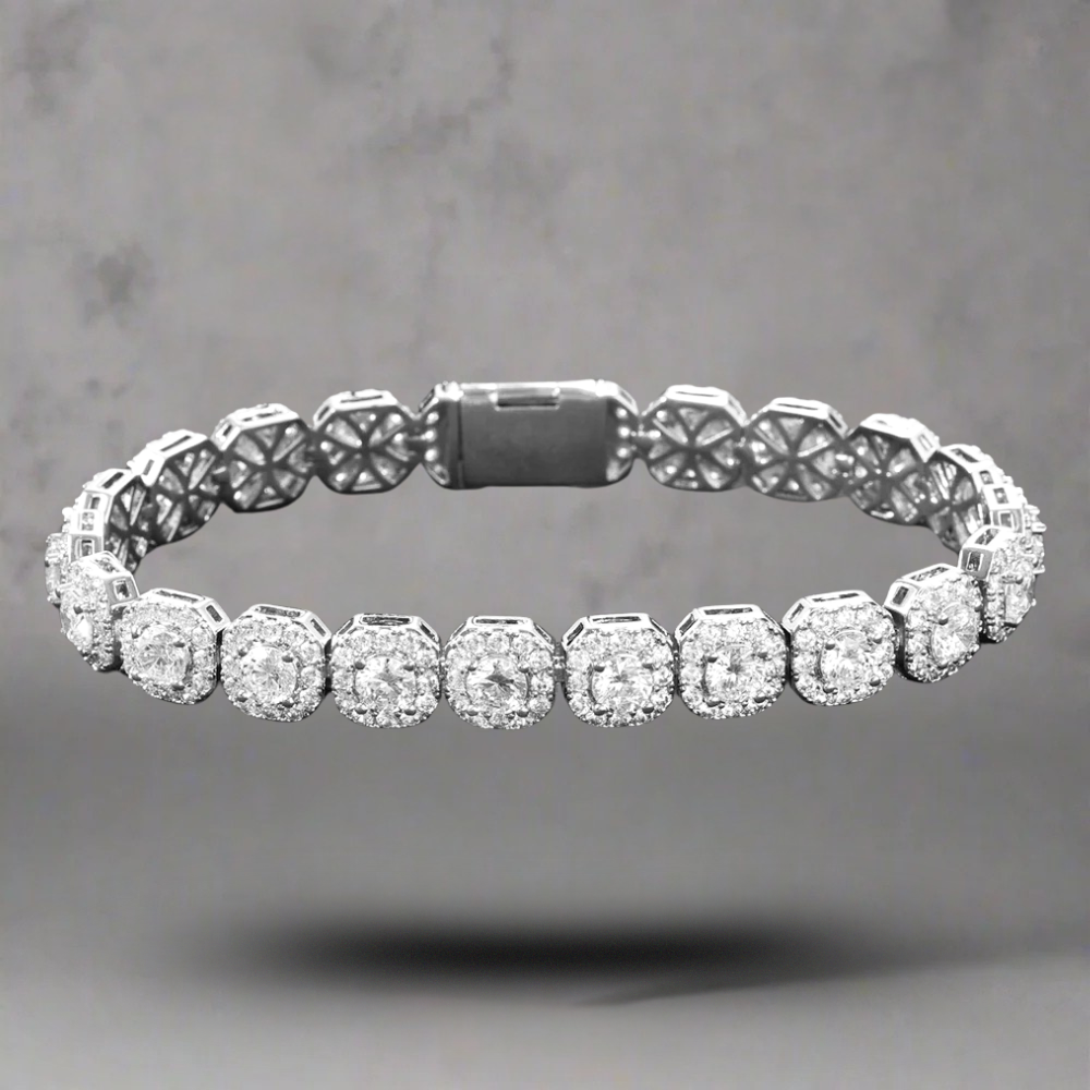 Silver iced out bracelet XI