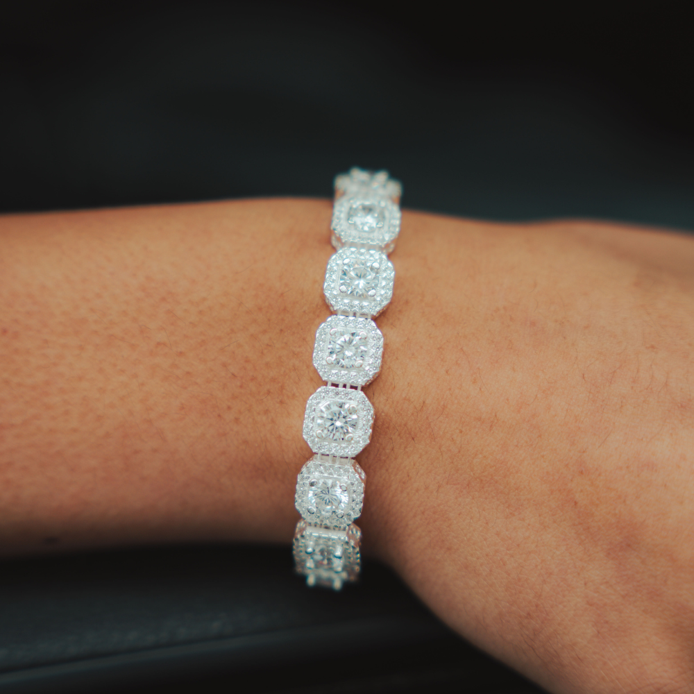 Zilveren iced out armband XI - 925 zilver -
