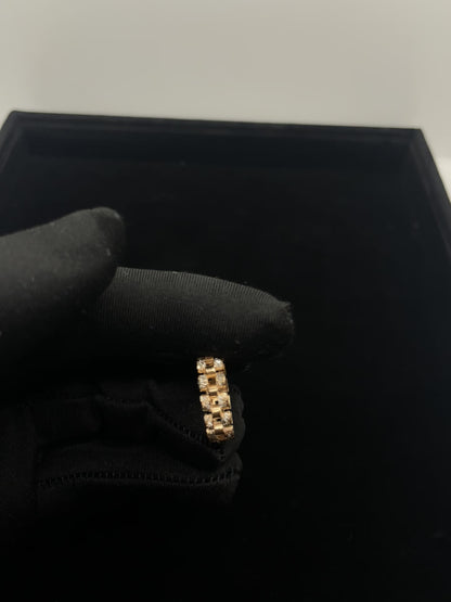Zilveren rosé schakelring + DIAMOND CUT