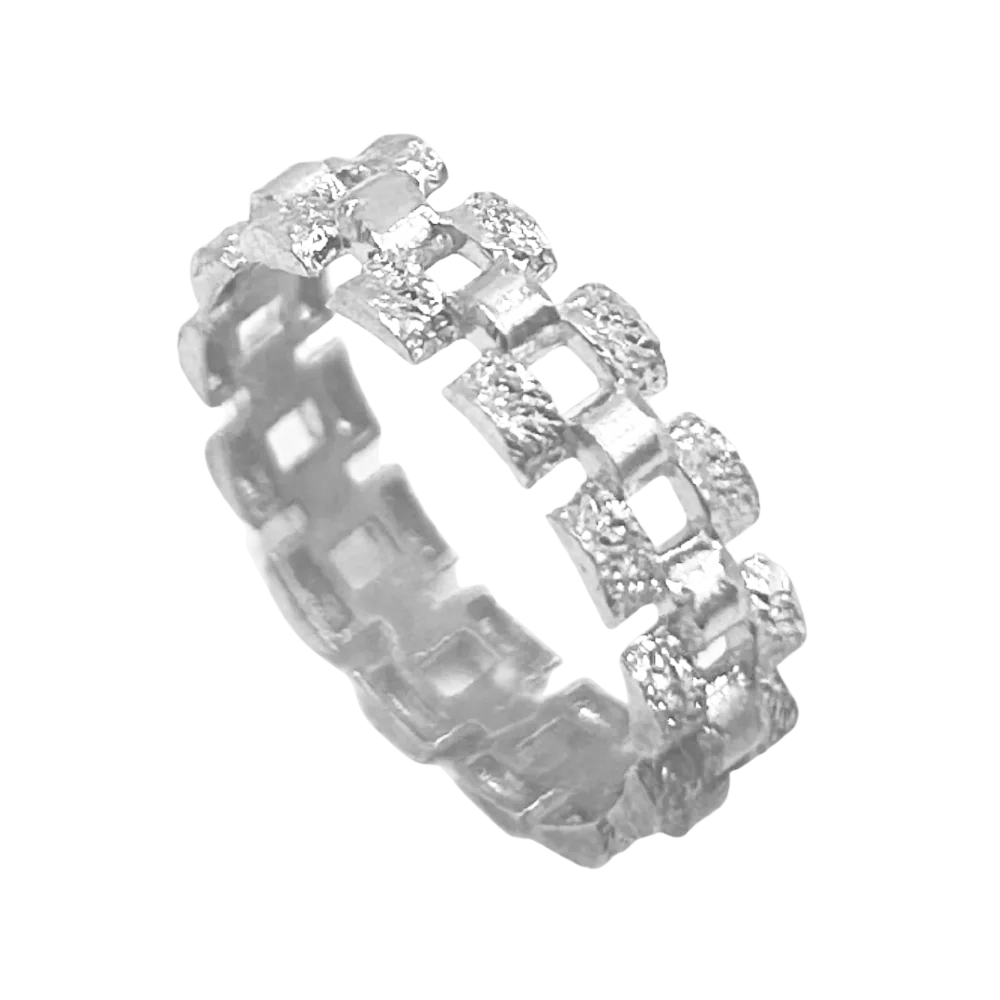 ZILVEREN 'SCHAKEL' RING - 925 ZILVER -