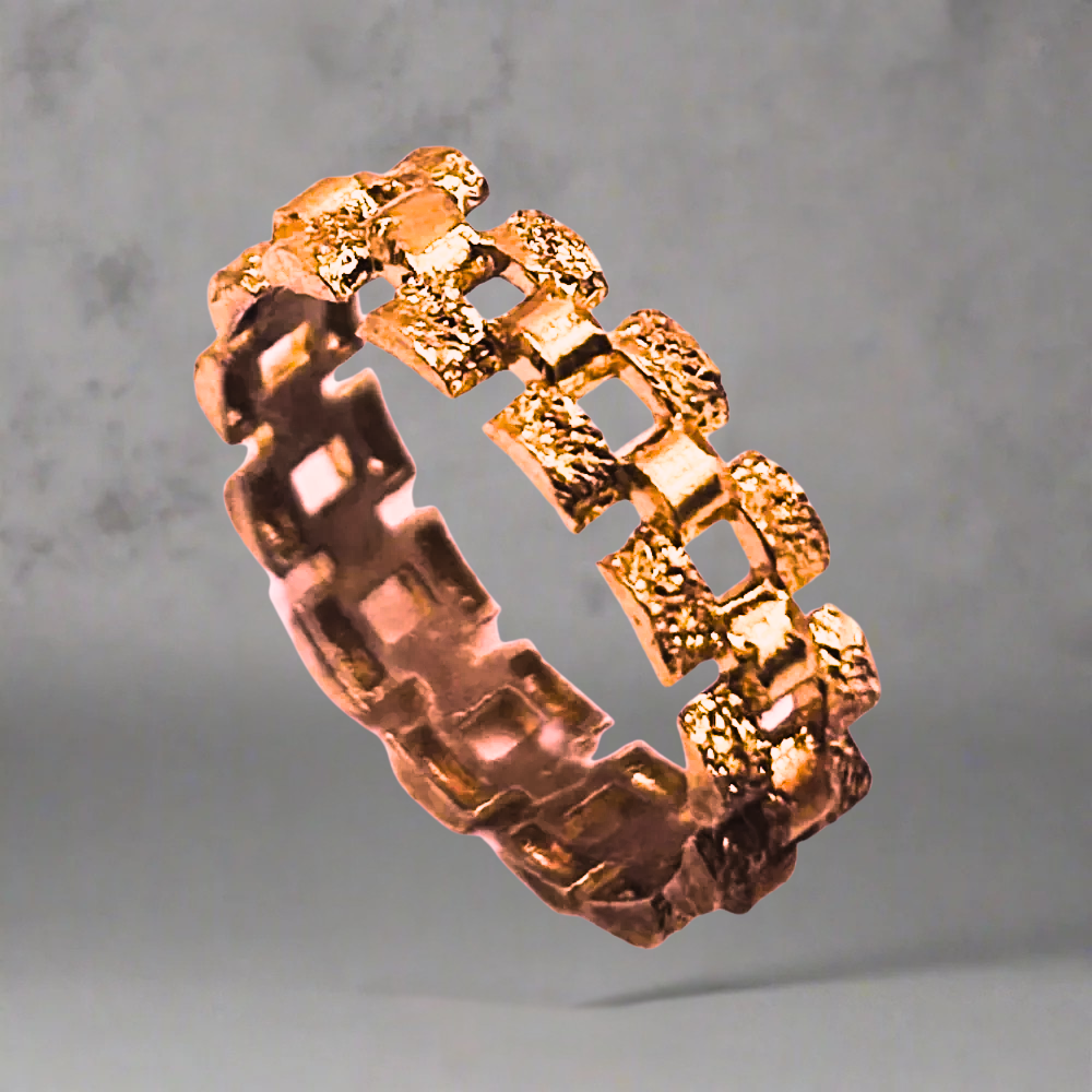 ROSÉ GOLDPATED 'SCHAKEL' RING - 925 ZILVER -