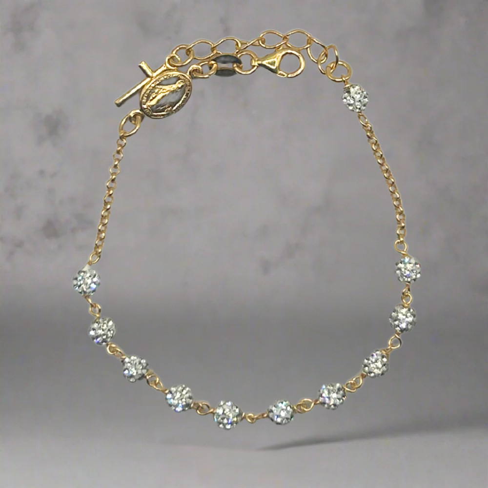 Gouden rozenkrans armband - 925 zilver -