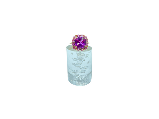 Silver goldplated pink princess ring