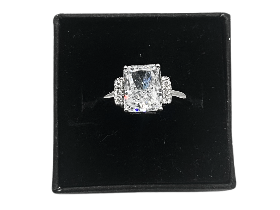 Witte vierkante ring XII - 925 zilver -