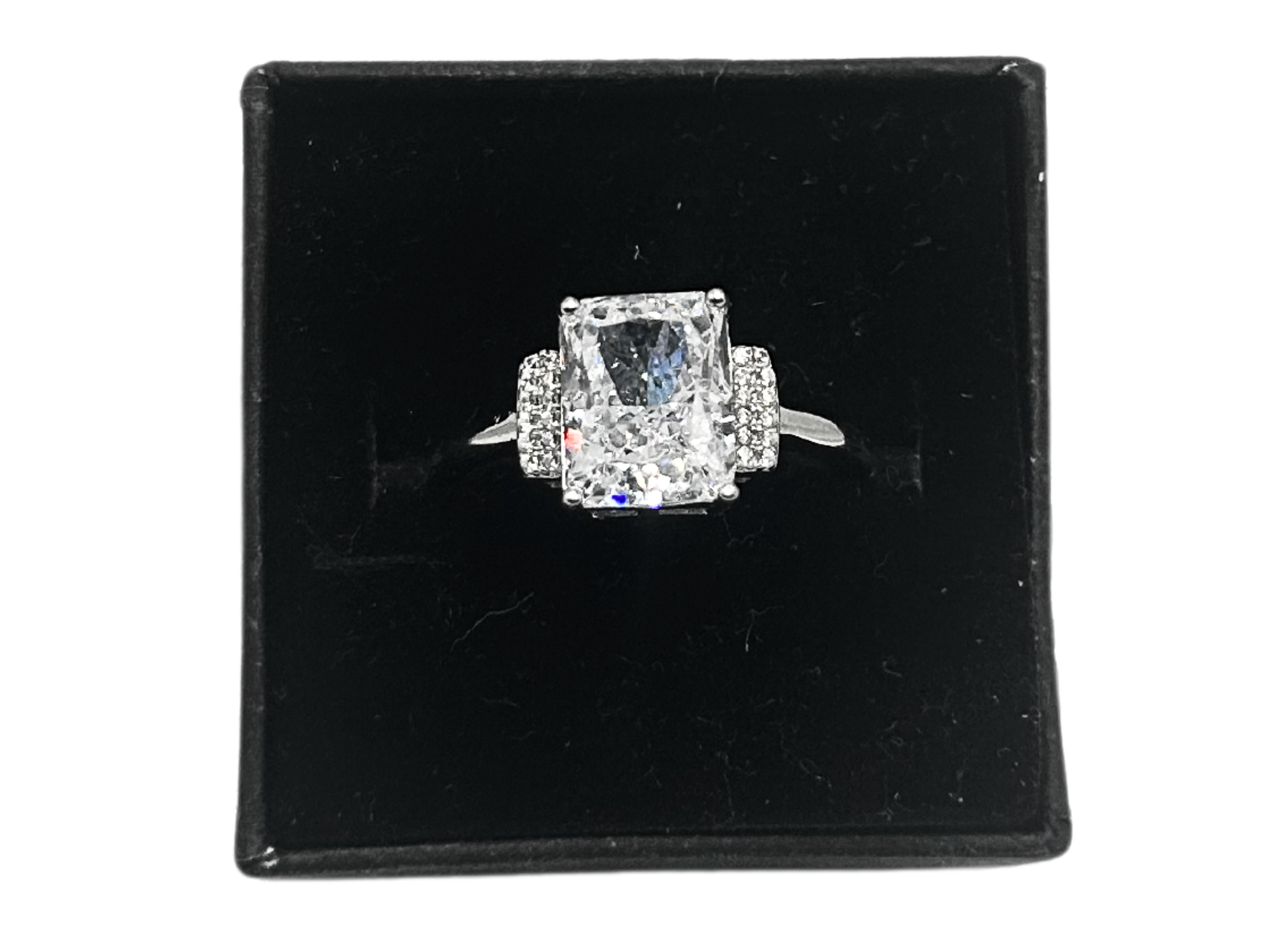 Witte vierkante ring XII - 925 zilver -