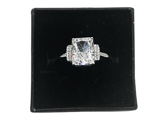 Witte vierkante ring XII - 925 zilver -