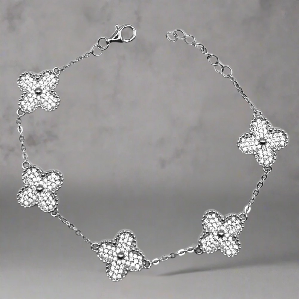 Zilveren witte klaver armbanden - 925 zilver -